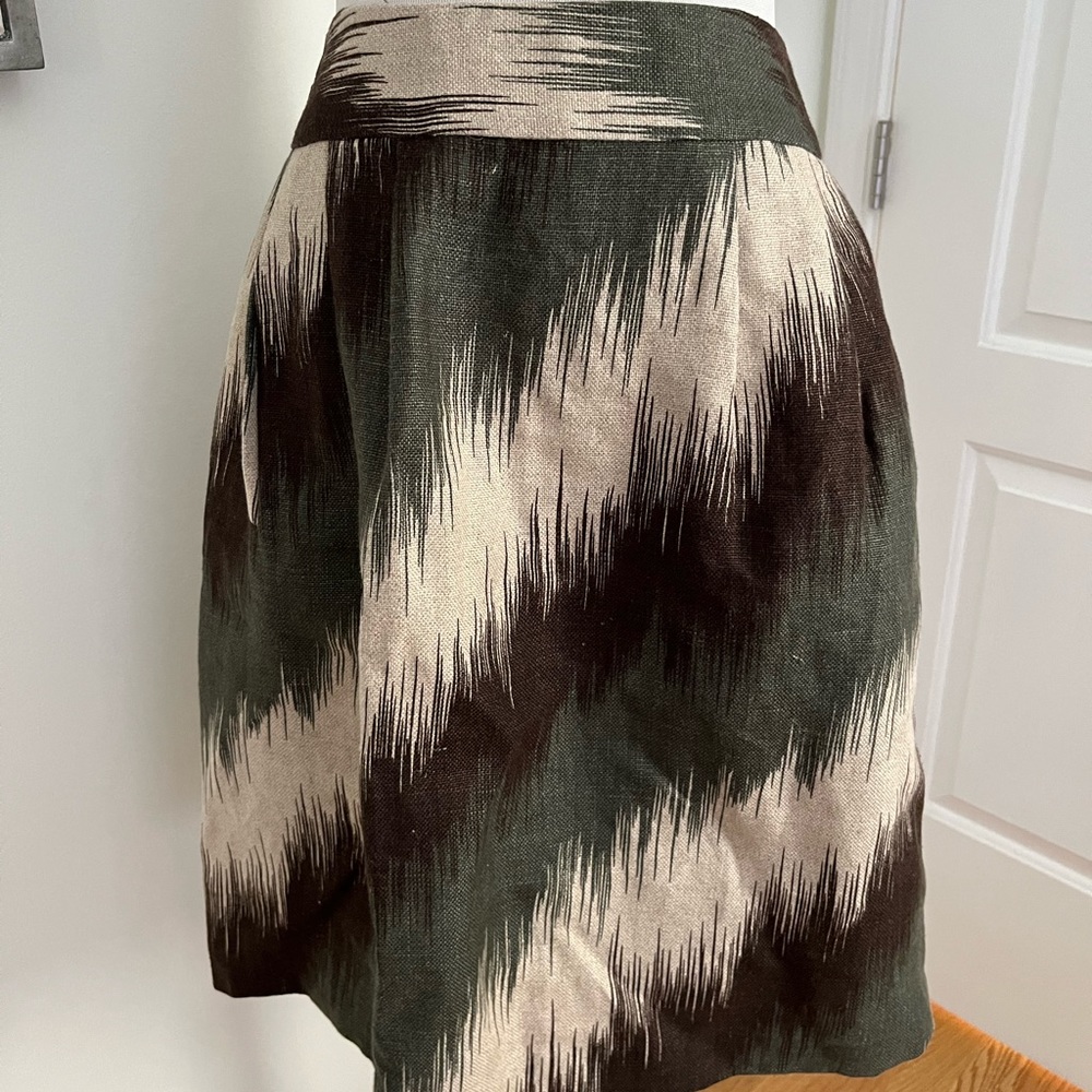 Michael Michael Kors Green/Tan Linen Skirt